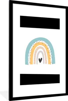 Produktbild von MuchoWow® Gerahmtes Poster Regenbogen - Mädchen - Jungen - Herz - Pastell 60x90 cm - Poster mit Schwarzem Bilderrahmen Wandposter Rahmen Foto Bilder - Dekoration - Wandposter Wohnzimmer - Hochwertig