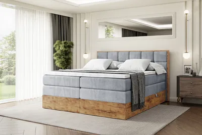 Produktbild von ALTDECOR Boxspringbett mit Matratze und Lattenrost, Topper, Polsterbett mit Bettkasten, Bett mit Stauraum H3- und H4- Matratze, Doppelbett, Springboxbett -LOLLI2 KING-200x200 - Grau Casablanca
