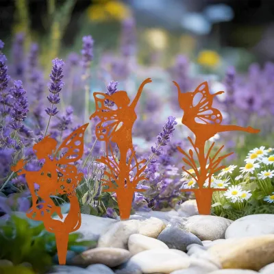 Produktbild von Omgoods – Set aus 3 Metall-Gartensteckern mit Feen-Dekoration