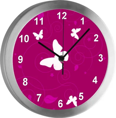 Produktbild von Funkuhr, Kinder Wanduhr, Kinderuhr, Kinderzimmer  Schmetterling Ornamente brombeere