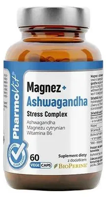 MAGNEZ + ASHWAGANDHA STRESS COMPLEX BEZGLUTENOWE 60 KAPSUŁEK - PHARMOVIT (CLEAN LABEL)