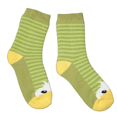 Produktbild von Kinder Plüsch Socken Thermo Voll Frottee aus Baumwolle Entlein Grün Größe 23-26