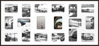 Produktbild von nielsen Aluminium Bilderrahmen Pixel-Collage, 109,2x49,52 cm - 18x 10x15 cm, Schwarz, Architektur