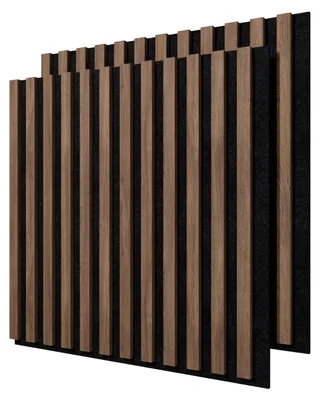 Produktbild von STEGU Linea Acoustic PROline 2er Set Akustikpaneele 60x60,5 cm Holzlamellen MDF Nussbaum