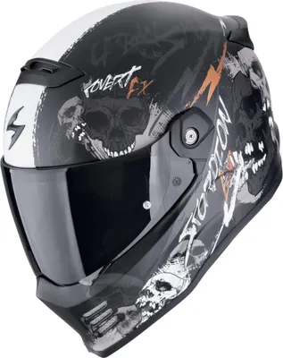 Zdjęcie produktu dla Kask Scorpion Covert FX Skullz, czarny mat/szary/pomarańczowy, L (59/60)