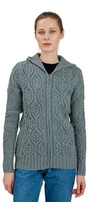 Produktbild von SAOL Damen Strickjacke aus 100% Wolle mit Kapuze und Reißverschluss, Oberl