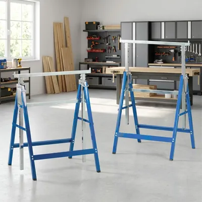 Produktbild von 2er-Set Klappböcke höhenverstellbar 800-1300 mm, stabile Vierkantstahlkonstruktion bis 200 kg belastbar, platzsparend klappbar mit