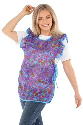 Produktbild von Chasuble Schürze mit Rüsche geblümt 2 Taschen seitlich bindbar, Größe:XL, Modell:Dessin 2
