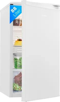 Produktbild von Bomann Kühlschrank ohne Gefrierfach mit 88L Nutzinhalt u. 3 Glasablagen, Kühlschrank mit Gemüsefach, Kühlschrank freistehend mit LED - VS 7350