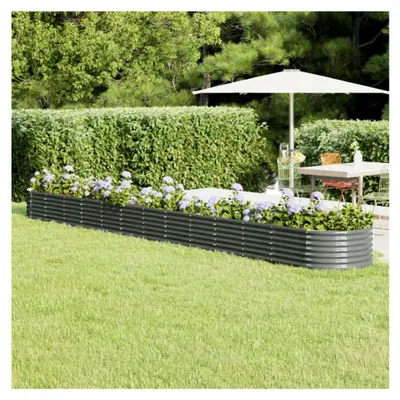Produktbild von Hochbeet aus pulverbeschichtetem Stahl, witterungsbeständig, für Garten, Balkon, Terrasse, Grün, 512 x 80 x 36 cm