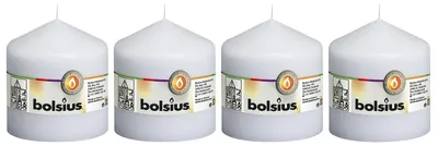 Image de lot de 4 bougies à tige - hauteur 10 cm - diamètre 9,8 cm Blanc