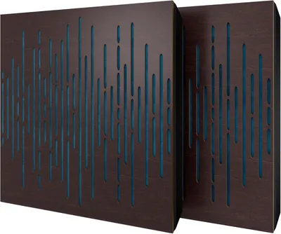 Productafbeelding van Set van 6 akoestische panelen WAVE, fluweel, 50x50x5 cm, wengé/blauw – inclusief montageset