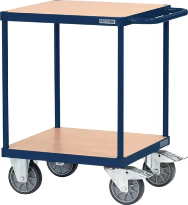 Produktbild von Tischwagen 2 Ladeflächen L600xB600mm saphirblau Trgf.500kg TECWERK