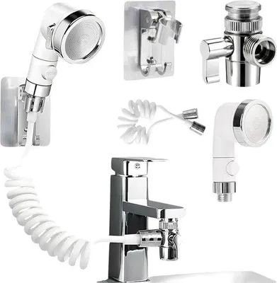 Produktbild von Handbrause für Waschbecken, Duschkopf-Set für Waschbecken, Handbrause, Duschkopf mit Halterung und Schlauch für Waschbecken