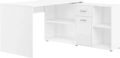 Obrázek produktu pro Psací stůl ROTHING, pravý, bílá/bílý lesk