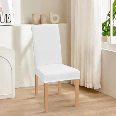 Productafbeelding van Unyqoos® 6-delige set elastische fluwelen stoelhoesjes – universele pasvorm voor stoelen zonder armleuningen, rugleuning 45–65 cm, zitgedeelte 38–46 cm, machinewasbaar