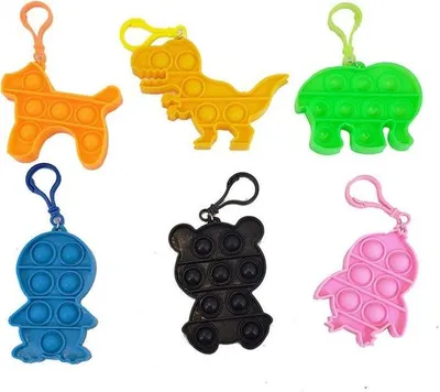Productafbeelding van Pop-it sleutelhanger, dieren, mix van kleuren