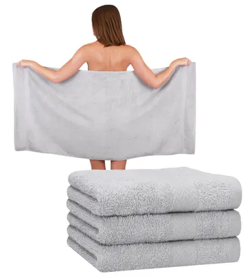 Produktbild von BBetz 4 Stück Duschtücher 70 x 140 cm PREMIUM 100% Baumwolle Liegetuch Strandtuch   Farbe: silber