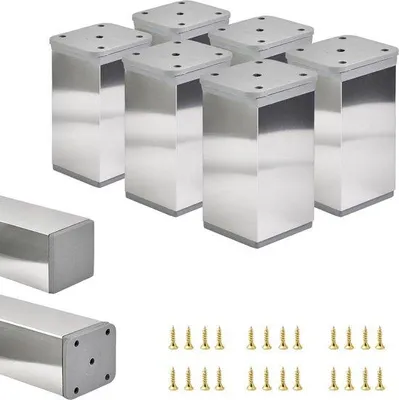 Obrázek produktu pro Nastavitelné kovové nožičky 40 × 40 mm, chrom, 80 mm