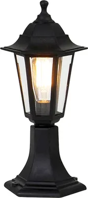 Produktbild von Qazqa Klassisch außen Sockelleuchte, Wegeleuchte, Sockellampe für den Garten - New Haven - Schwarz, max. 15W, Geeignet für LED, 42.2cm, IP44, R