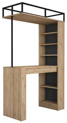 Image de Table de repas avec étagères en bois "Jacob" - 120 x 56 x 199 cm - Marron
