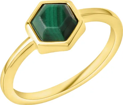 Produktbild von Celesta Silber Ring 925/- Sterling Silber gelb 060 (19,1) Malachit grün 358271497-2