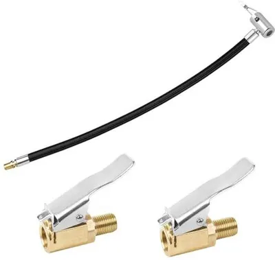 Productafbeelding van Ventielverlengset - 2 stuks 8 mm met 35 cm Bandenpompslang en Autoventieladapter