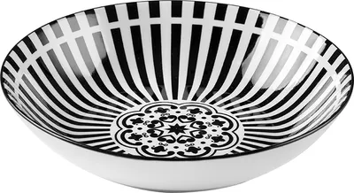 Produktbild von Porzellanteller tief 20 cm Astec schwarz weiß Stripes