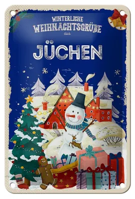 Produktbild von Blechschild Weihnachtsgrüße aus JÜCHEN Geschenk Dekoration 12x18cm