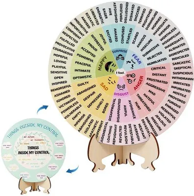Immagine prodotto di Ruota delle emozioni con supporto, diametro 20 cm, legno, arcobaleno