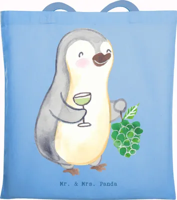 Produktbild von Mr. & Mrs. Panda Uni Tasche Sommelier Herz - Sky Blue - Geschenk, Tote Bag, Schultasche, Jutebeutel, Einkaufstüte, Laptoptasche