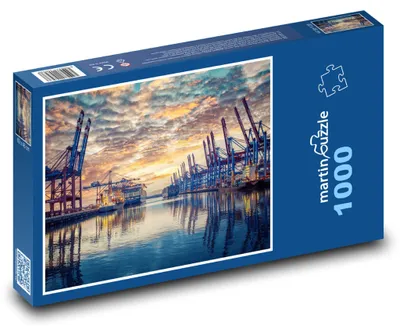 Produktbild von Puzzle 1000 Hafen - Containerkräne - martinpuzzle