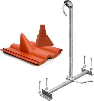 Produktbild von SkyRevolt Dachsparrenhalter Montageset | Frankfurter-Ziegel rot ALU-Mastkappe