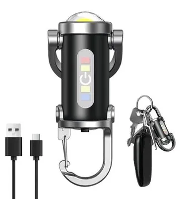 Zdjęcie produktu dla Latarka brelok USB mini LED wielotryb kemping wędrówki