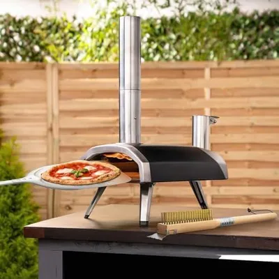 Produktbild von G.a HOMEFAVOR Pizzaofen Bürste, Reinigungsbürste mit Stahlschaber und Messingborsten für Pizzaofen Gasgrill, Ofenbürste Holzgriff, Pizzasteinbürste