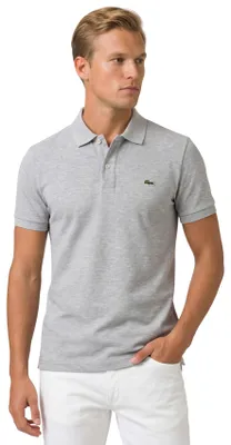 Produktbild von Lacoste Polo Slim Fit grau meliertes Baumwolle