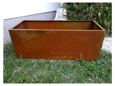 Produktbild von Edelrost Garten Pflanzschale Blumentopf aus Metall, Gartenkasten aus Stahlblech, 60 x 20 x 20 cm, 3,55 kg , 031988-4