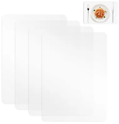 Produktbild von Transparent Platzsets - 4 Stück - 43 x 28 cm - Hitzebeständige, abwaschbare Tischsets - Langlebig - Rutschfest - für Küche Speisetisch
