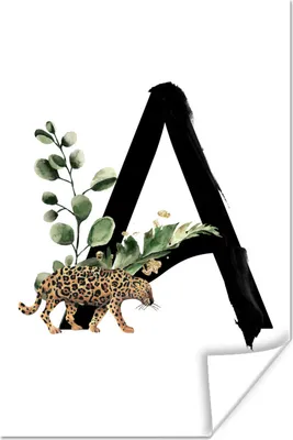 Produktbild von MuchoWow® Poster Dschungel - Leopard - Buchstabe A 80x120 cm - Papierdruck