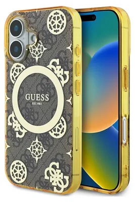 Immagine prodotto di Guess Guhmp16Sh4Pyeew Iphone 166.1 Brązowy/Brown Custodia rigida Iml Peonia su sfondo 4G Magsafe