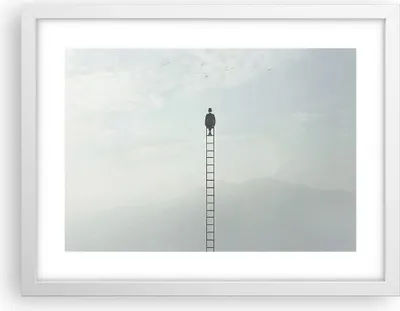 Produktbild von Gerahmtes Poster - Weißer Rahmen - Leiter Himmel Symbol - 40x30 cm - Wand Bild - Wanddeko - Wandbilder - Kunstposter - Wandposter - Bilderrahmen - Bilder - Kunstdruck - P2WAA40x30-4463