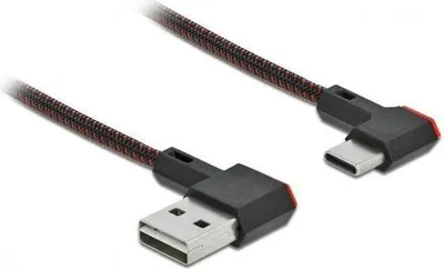 Produktbild von Delock EASY-USB 2.0 Kabel Typ-A Stecker zu USB Type-C Stecker gewinkelt links / rechts 2 m schwarz