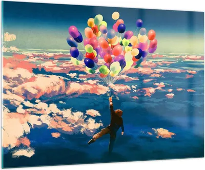 Produktbild von Bilder auf glas - Abstraktion Ballon - 100x70cm - Glasbilder - Wandbilder - Kunstdruck - zum Aufhängen bereit - Wanddekoration aus Glas - Glas Bilder - Wandbild auf Glas - Einteilig - GAA100x70-3720