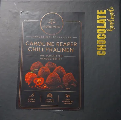 Imagen del producto de Bombones de chile Carolina Reaper. Intensidad: 1.596.300 Scoville. Los más picantes del mundo. Elaborados a mano.