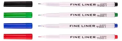 Produktbild von Fineliner  " farblich sortiert "   Kunststoff- Rundspitze - 0,3 mm Strichstärke, im 4er Pack