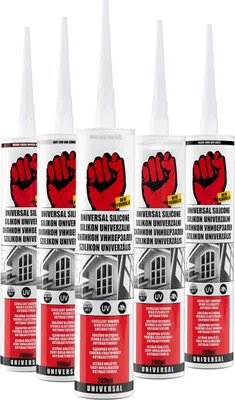 Produktbild von 5x Universal Silikon transparent - Premium Bausilikon Dichtmasse Silikonkartusche Dichtstoff für Innen & Außen - UV- & witterungsbeständig - Kartusche