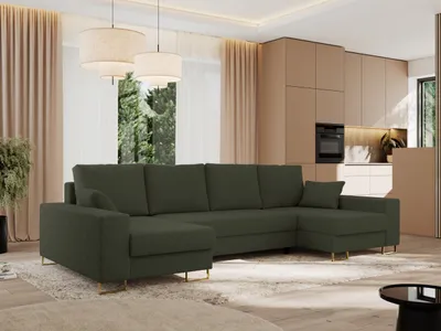 Produktbild von MKS MEBLE Ecksofa U mit Schlaffunktion und Bettkasten, Wohnlandschaft U-form - DORIAN U - Grün Boucle