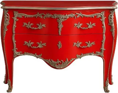 Produktbild von Casa Padrino Barock Kommode mit 2 Schubladen Antik Rot / Silber - Handgefertigte Massivholz Kommode im Barockstil - Handgefertigte Barock Möbel - Edel & Prunkvoll