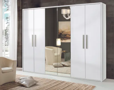 Produktbild von Kleiderschrank 6 Türen Kleider Schrank Designer Möbel Schränke Spiegel Möbel Neu