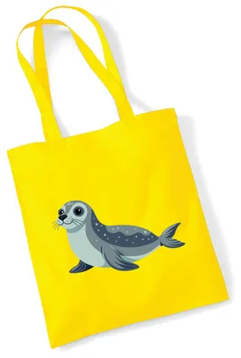 Produktbild von Huuraa Jutebeutel Seehund Comic 10 Liter Yellow Baumwolle Tasche Geschenkidee